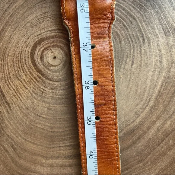 Handmade Genuine Leather Woven Belt – Tan 38 – Metal Buckle - Picture 6 of 7